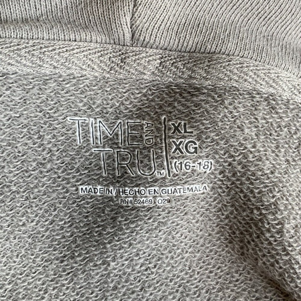 Time And Tru Cowl Neck Sweatshirt Women's XL LS Grey Heather Side Seam Pockets - Picture 10 of 10